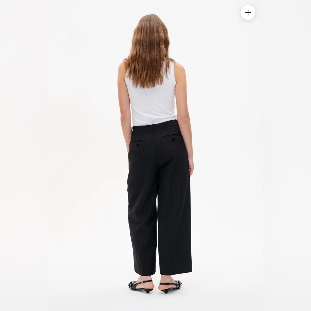 Neria black Cargo Pants High Waisted Twill Loose Straight Leg Utility - Picture 3 of 5